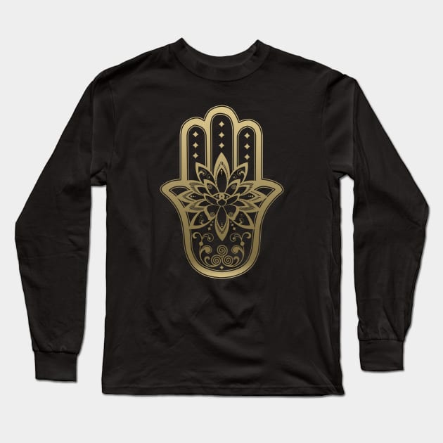 Lotus Hamsa Long Sleeve T-Shirt by MellowGroove